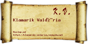 Klamarik Valéria névjegykártya